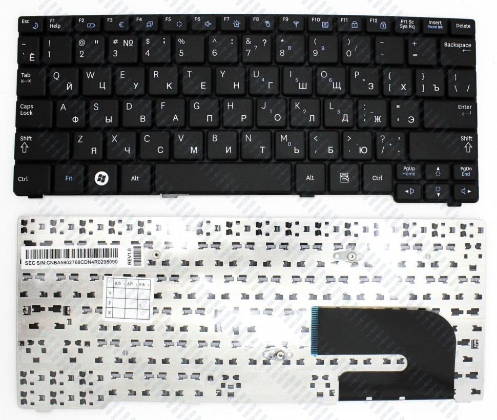 Клавиатура для ноутбука Samsung N140 N144 N145 N148 N150 Черная P/n: BA59-02686D, BA59-02686C