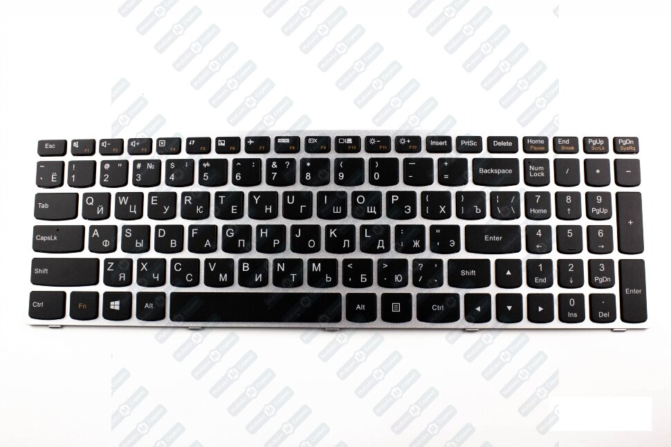 Клавиатура для ноутбука Lenovo G50-30 G50-70 Серебристая рамка P/N: 25214725, MP-13Q13US-686