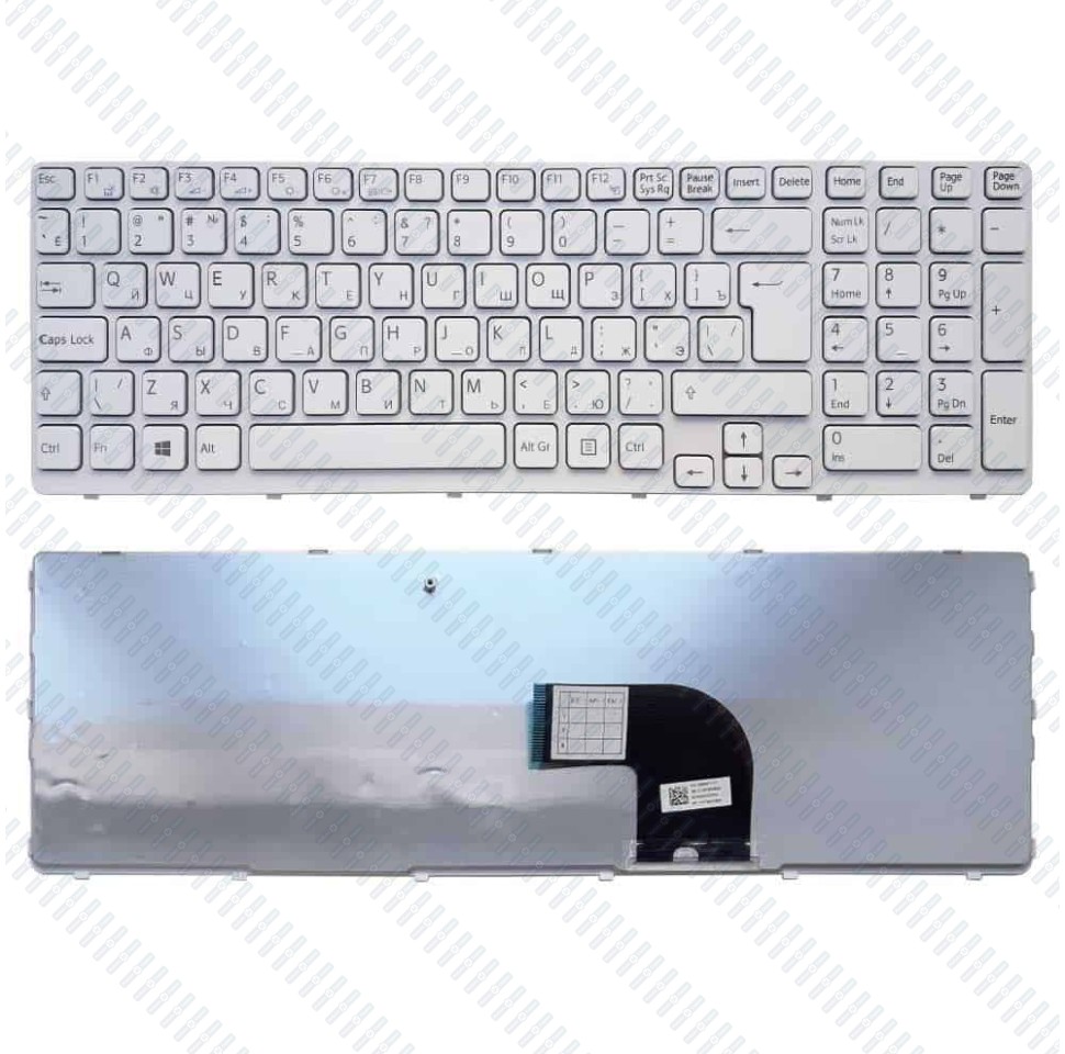 Клавиатура для ноутбука Sony SVE15 SVE17 белая с рамкой p/n: 149151211, 9Z.N6CBW.G0R