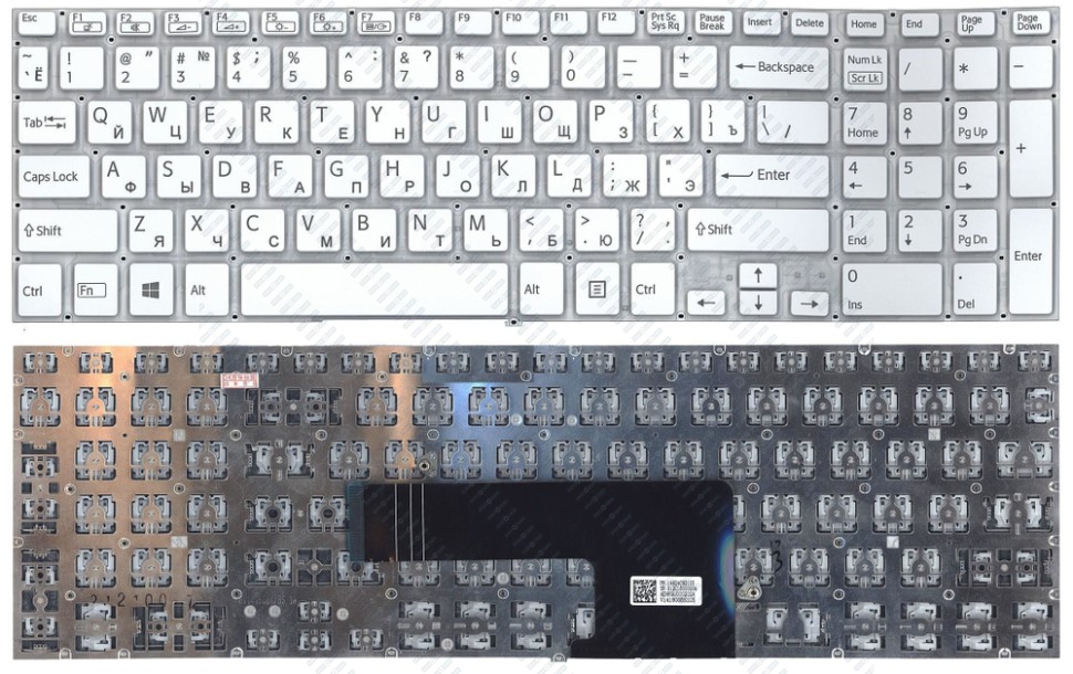 Клавиатура для ноутбука Sony SVF15 SVF152 FIT15 белая p/n: 149240561RU, 9Z.NAEBQ.00R, NSK-SN0BQ